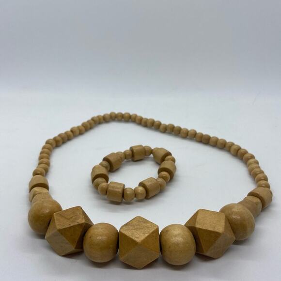 unknown Jewelry - Wooden Necklace & Bracelet